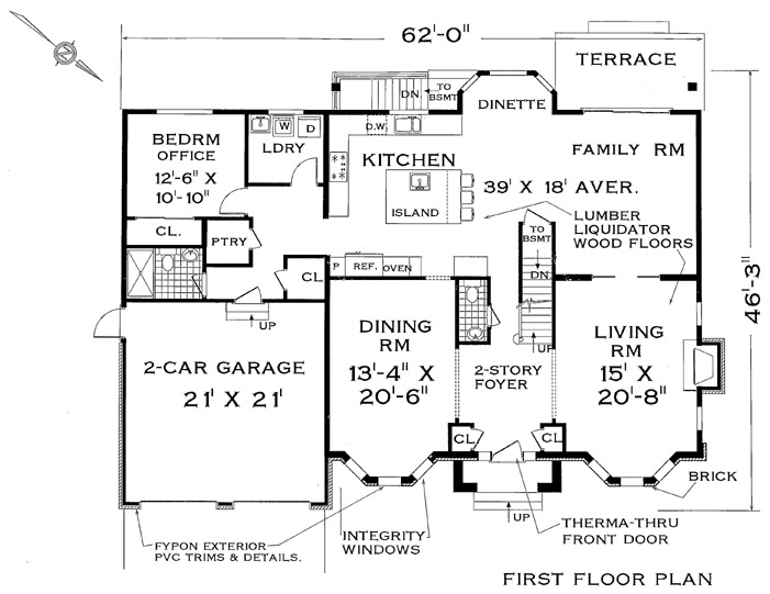 First Floor Plan image of Grand Colonial 2902 House Plan